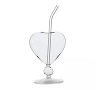 MagiDeal 2X 10oz Glass Water Bottle Cartoon Heart Shaped Glass 3D Heart Beer Drinks Glassware Wine Glass for Club Party Kitchen
