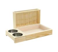 MagiDeal 3 in 1 Rabbit Hay Feeder with Litter Box,Hay Holder,Food Feeding Hay Manger Bunny Hay Feeder Wood for Small Pet Rabbit Bunny