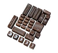 MagiDeal 30-Piece Wooden Rubber Stamps: Decorative Moon Phase Stamps for Journals, Planners, Invitations & Crafts