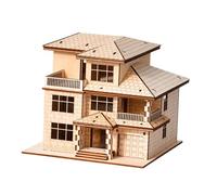 MagiDeal 3D Wooden House Puzzles Craft Building Architecture Scene Birthday Gift Desktop Home Decoration DIY Wooden Model, 3 Tier