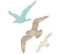 MagiDeal 3Pcs Wooden Seagull Wall Decor Coastal Theme Art Wooden Seagull Wall Sculpture for Lake House Bathroom Porch Indoor & Outdoor