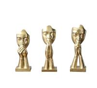 MagiDeal 3x Prayer Statues Abstract Figure Sculptures Art Crafts Minimalist Tabletop Ornaments Decorative Figurines for Entrance Shelf, Gold