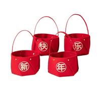 MagiDeal 4 Pieces Chinese New Year Fruit Baskets New Year Lucky Tube Portable Red Handheld Fruit Basket for Coffee Tables Party Favor, Style A