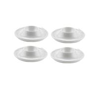 MagiDeal 4 Pieces Egg Holders Stackable Decorative Keeper Unique Easy to Clean Storage Containers Egg Trays for Pantry Breakfast Home, Round White