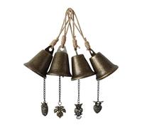 MagiDeal 4 Pieces Hanging Bells Door Bells Metal Vintage Wind Chimes Hanging Pendants for Terrace Outdoor Indoor Wall Home Decor