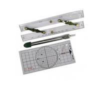 MagiDeal 4 Pieces Navigation Ruler Chart Plotting Board Divider Compass Transparent Acrylic PVC Measuring Tools Suitable For Hobbyists Students Marine Navigation Planning