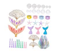 MagiDeal 40Pcs Mermaid Cake Topper Mermaid Tail Cake Decoration Seashells under The Sea Decor for Teaching Parties Festivals