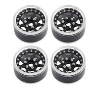 MagiDeal 4Pcs 1/10 RC Crawler Beadlock Wheel Rims RC Car Part 1.9" Durability Accessory Aluminum Alloy for SCX10III D110 SCX10II SCX10, Black