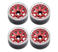 MagiDeal 4Pcs 1/10 RC Crawler Beadlock Wheel Rims RC Car Part 1.9" Durability Accessory Aluminum Alloy for SCX10III D110 SCX10II SCX10, Red