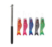 MagiDeal 5 Pieces Japanese Carp Flags Garden Fish Flags Flag Kite Japanese Carp Windsock Streamer for Backyard Lawn Restaurant