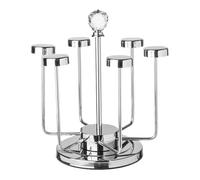 MagiDeal 6 Cup Drying Rack Drinking Glass Drainer Stand 6 Hook Glasses Holder Mug Organizer for Tea Shop Kitchen Drinking Glass Home, Silver
