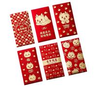 MagiDeal 6 Pieces Chinese New Year Red Envelopes Red Packet Greeting Card Envelopes Gift Bag for Wedding Spring Festival, Style D