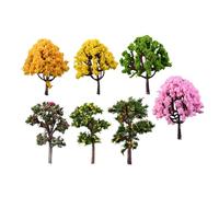 MagiDeal 7 Pieces Miniature Artificial Trees Mixed Model Trees Statue Accessories Decorative Realistic for Fairy Garden Train Scenery