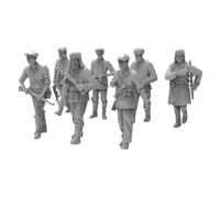 MagiDeal 7 Pieces Miniature Figure Set Soviet Infantryman Models Resin Unpainted Figures Single Piece Stable Pose for Historical Dioramas Model Layouts Collector Displays, Set Of 7, 1/35 5CM