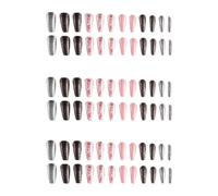 MagiDeal 72Pcs French Tips Stick on Nails Creative Fashion Festival on Nails False Nails for Dating Travel Working Daily Party, Argent and Pink