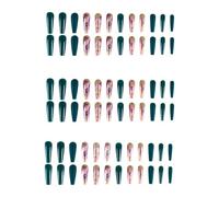 MagiDeal 72Pcs French Tips Stick on Nails Creative Fashion Festival on Nails False Nails for Dating Travel Working Daily Party, Green