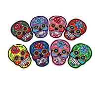 MagiDeal 8 Pieces Sugar Iron On/Sew Cloth Day of the Dead Appliques