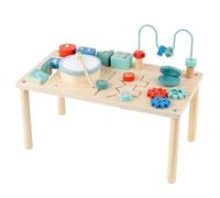 MagiDeal Activity Table Kids Early Learning Toys with Drum, Bead Maze Wooden Sensory Toys Busy Board for 1+ Year Old Girls Boys
