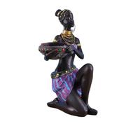 MagiDeal African Sculpture Decorative Figurine Tealight Candle Holder Creative Art Piece Desktop Ornament for Shelf Bedroom Home Decor, Purple Skirt