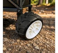 MagiDeal All Terrain Folding Cart Solid Foam Wheel Tire Polyurethane Puncture Resistant Deep Grip Hub Bore 9mm suitable for outdoor beach carts camping wagons, White Inner, Black Outer