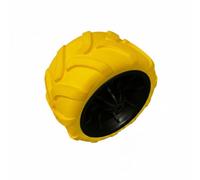 MagiDeal All Terrain Folding Cart Solid Foam Wheel Tire Polyurethane Puncture Resistant Deep Grip Hub Bore 9mm suitable for outdoor beach carts camping wagons, Black Inner, Yellow Outer