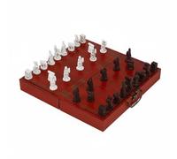 MagiDeal Ancient Chess Board Including Terracotta Fighter Themed Pieces Vintage Board Game Set Construction Handy Travel Case Suitable for Home Tourist Souvenir