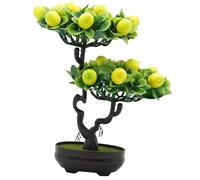 MagiDeal Artificial Fruit Tree Bonsai Tabletop Ornament Lightweight Simulation Potted Faux Fruit Tree Pot for Parties Home Living Room, Lemon