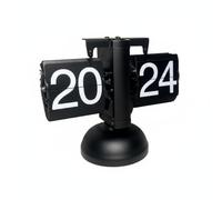 MagiDeal Automatic Page Clock Retro Desk Clock Flip Clock Table Clock With Minimalist Metal Body And Vintage Style powered by, Black, 24-Hour, Bold Font, All Black
