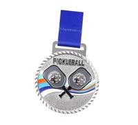 MagiDeal Award Medal with Lanyard,Pickleball Volleyball Ball Football Prize,Sports Award,Party Winner Medal Competition, silvery