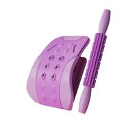 MagiDeal Back Stretcher, Lower Back Massager with Massage Roller, Spinal Decompression Cracker Device for Chair Support, Violet