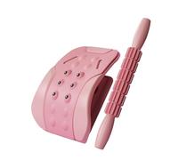 MagiDeal Back Stretcher, Lower Back Massager with Massage Roller, Spinal Decompression Cracker Device for Chair Support, Pink