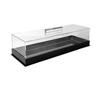MagiDeal Bakery Pastry Display Case Rectangular Cake Tray with Clear Lid Acrylic Serving Tray Dessert Holder Tray for Birthday Store, Black