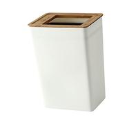 MagiDeal Bamboo Lid Trash Can Anti Skid Wastebasket,Garbage Container Bin for Kitchen Indoor Outdoor, Large