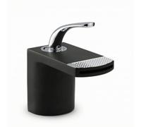 MagiDeal Basin Faucet Modern Waterfall Spout Sink Tap Mixer with Single Handle Copper Casting Ceramic Seal Polished Suitable for Vanity countertop Under Counter Hotel washroom, Black Silver