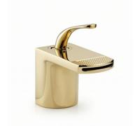 MagiDeal Basin Faucet Modern Waterfall Spout Sink Tap Mixer with Single Handle Copper Casting Ceramic Seal Polished Suitable for Vanity countertop Under Counter Hotel washroom, Gold