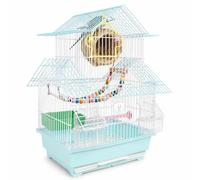 MagiDeal Bird Cage Elegant Aviary Enclosure With Secure Close Bar Spacing Multiple Doors For Interaction Low Carbon Steel Wire, Villa Bird Cage Random Color (Grass Nest 11-piece Set)
