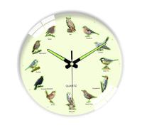 MagiDeal Bird Themed Wall Clock Quiet Ornament Glow in The Dark 8 inch Dia Lightweight for School Kitchen Office Living Room Bedroom, White Frame