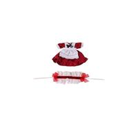 MagiDeal Bjd Doll Dress Puff Sleeve Maid Outfit Apron Ruffled Headpiece Complete Cotton Set Suitable for Collectors Hobbyists Photography , Red