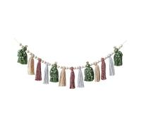 MagiDeal Boho Christmas Tassel Garland Boho Wall Decor Celebration Bohemian with Wood Beads Tassel Banner for Fireplace Holiday Party