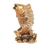 MagiDeal Brass Koi Fish Golden Fish Animal Statue Copper Figurine Feng Shui Carp Paperweight for Living Room Home Desk Decor