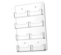 MagiDeal Business Card Holder, Clear Sticker Display Rack, Pre Drilled, Organizing Brochures, Horizontal Wall Mount Card Organizer , 8 Pockets