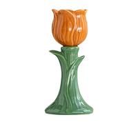 MagiDeal Candle Holder Tall Candlesticks Decorative Ceramic Nordic Ornament Pillar Candle Stand Tulips Shape for Party Holiday Wedding, Orange