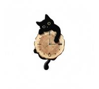 MagiDeal Cartoon Wall Clock Clock Cat Pendulum Clock Clock With Noiseless Mechanism Wood And Easy To Read Pointers suitable for living room kids bedroom dining area, Black, 29-51cm