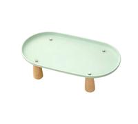 MagiDeal Cat Bowl Stand Elevated Holder for Food and Water Bowls Oval Modern Anti Vomiting Stable Pet Feeding Bowl Stand Rack, Green 31cmx17cm