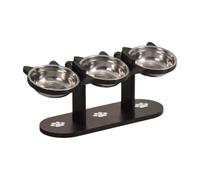 MagiDeal Cat Bowls Elevated Dining Table Feeding Station Cat Dishes Lightweight Portable Raised Food Bowl Water Stand for Puppy, black stand