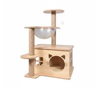 MagiDeal Cat Climbing Structure Condo Scratcher Offering Stacked Perches Cozy Hideaway Clear Pod And Scratch Posts For Indoor Play Suitable for apartment, Wood, Cat House Space Capsule K3