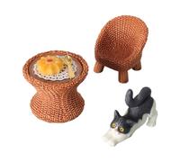 MagiDeal Cat Figurine with Furniture Scenes Photo Prop Table and Chair Model Pretend Play Toy for DIY Projects DIY Scenery, Cat stretching