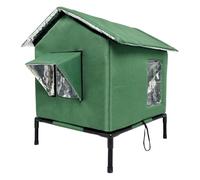 MagiDeal Cat House for Outside Cat Shelter Weatherproof Four Seasons Use Kitten Cave Pet House Elevated Feet for Outdoor Outside, Green, L