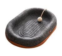 MagiDeal Cat Scratch Pad Lounge Play Zone Space Saving with Raised Edge Comfortable Versatile with Jute Ball Flippable, Black Oval