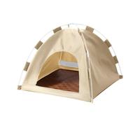 MagiDeal Cat Tent Kennel Semi Enclosed Habitat Nest Comfortable Washable Bed Cat House for Kitten Indoor Cats Small Dogs Bunny Beach, Beige
